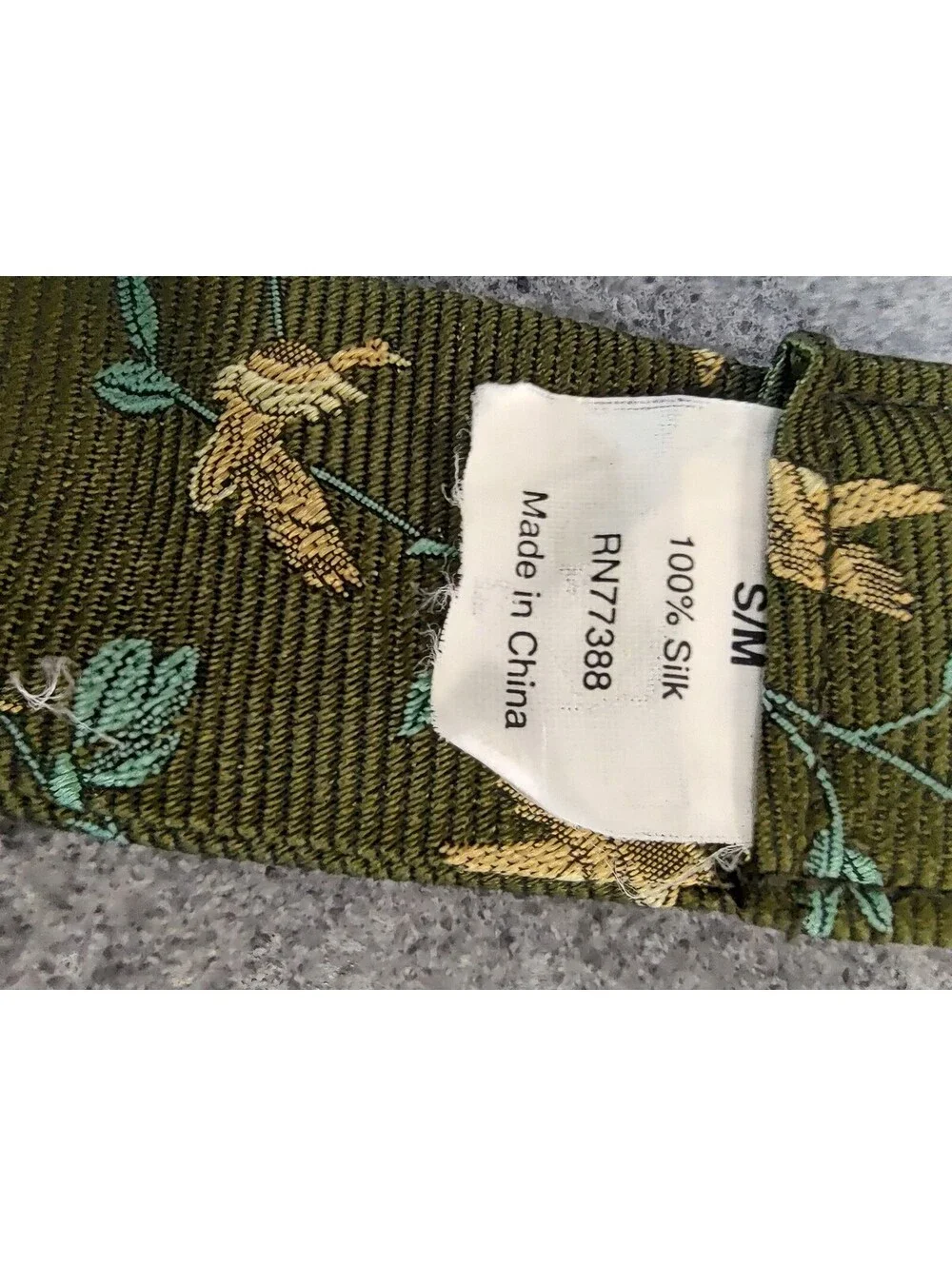 J.Crew Olive Green Floral Silk Belt S/M